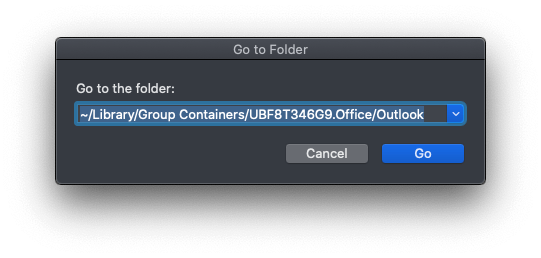 porfile folder on a mac for outlook